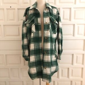 NWOT Love Tree Long Flannel Plaid Jacket Casual Long Sleeve Shacket Coats